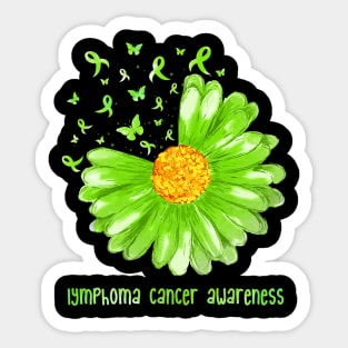 Daisy Butterfly Green Ribbon Lymphoma Cancer Awareness Sticker